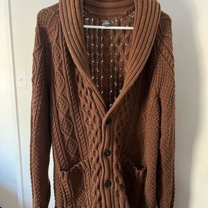 L.L. Bean Men's Brown Shawl Collar Cardigan